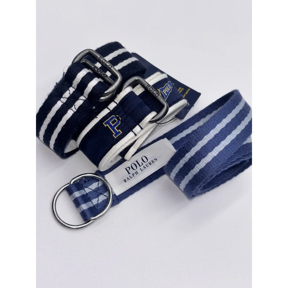 Lot of 3 Polo Ralph Lauren Boys 3T D-Ring Web Belts Striped Adjustable Cotton